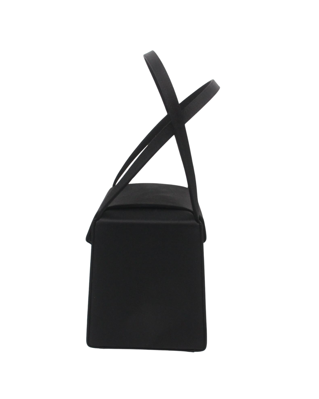 YSL Vintage Black Satin Box Bag with Rhinestone Heart