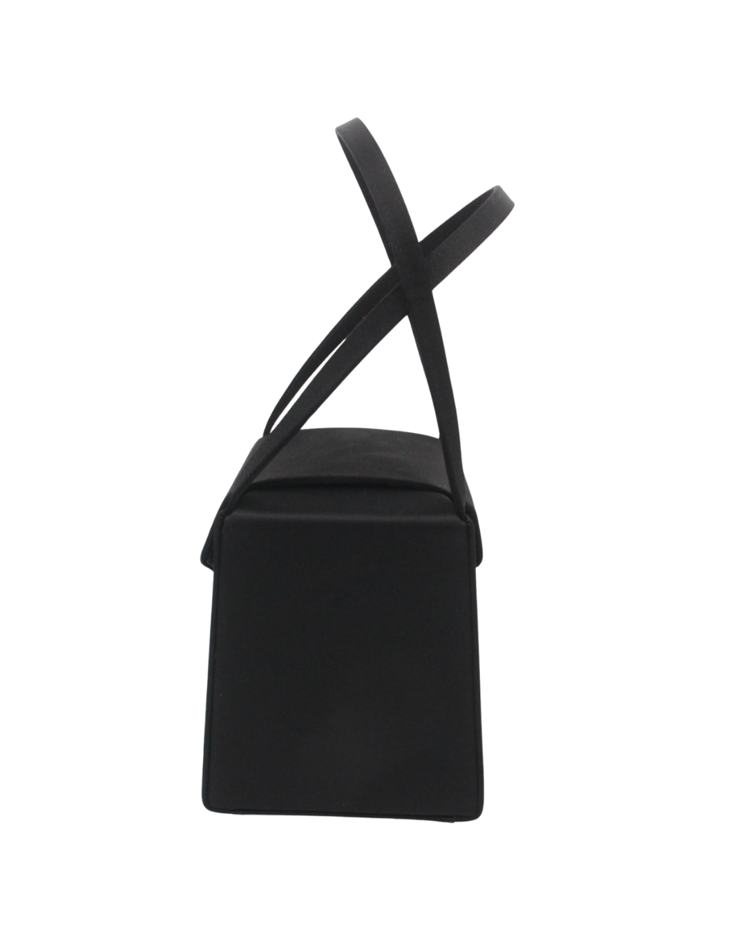 YSL Vintage Black Satin Box Bag with Rhinestone Heart