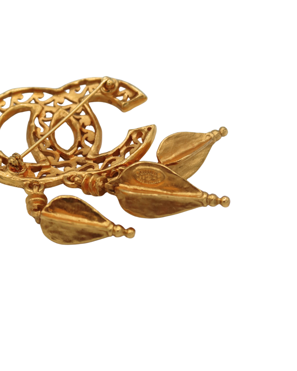 Chanel CC Fringe Brooch Pin Gold 95A