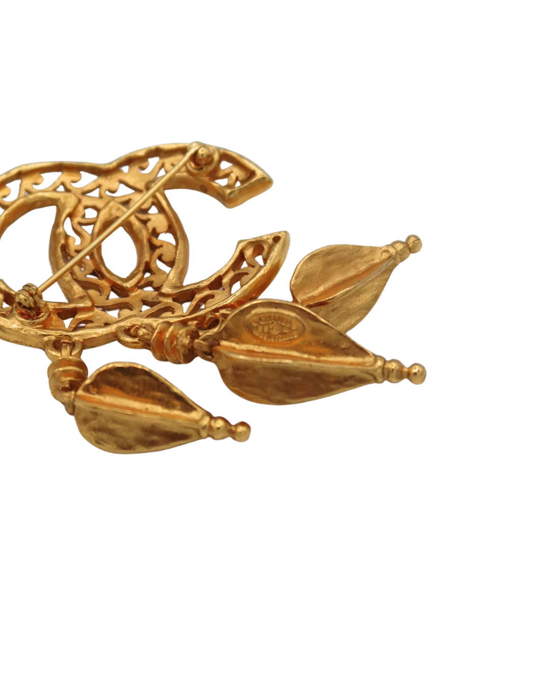 Chanel CC Fringe Brooch Pin Gold 95A