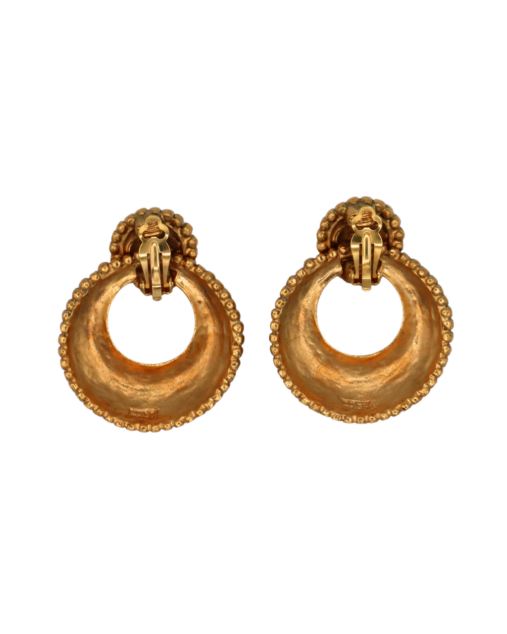 Chanel Vintage Door Knocker Clip On Gold Plated Earrings