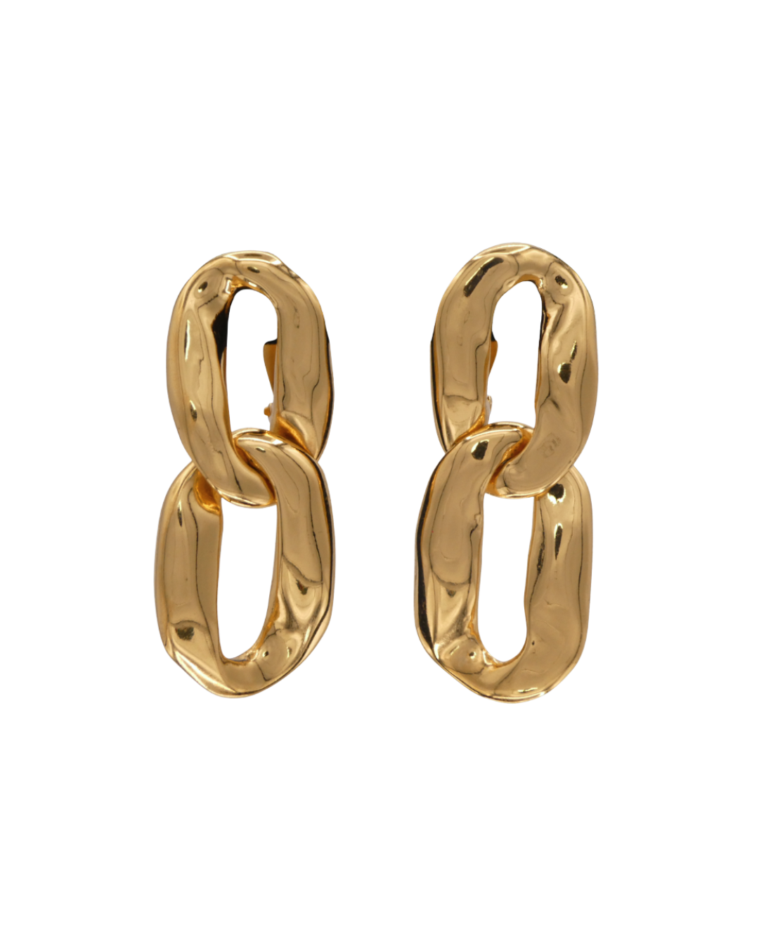 Yves Saint Laurent YSL Vintage Gold Tone Chain Link Dangle Clip On Earrings