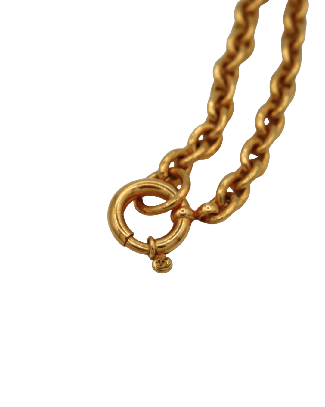 Chanel 1994 Gold Plated CC Round Pendant Necklace