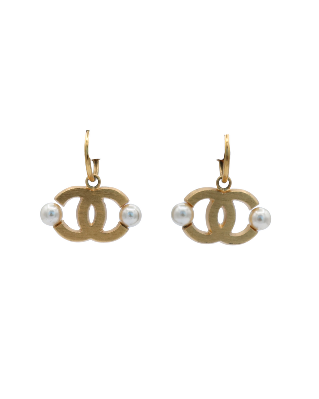 Chanel Vintage CC Logo Earrings with Faux Pearl