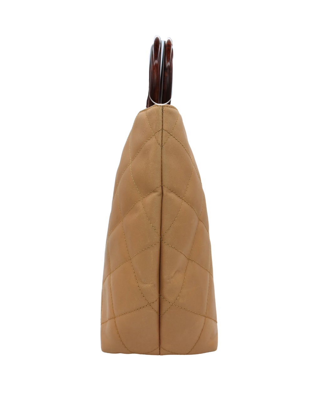 Chanel Vintage Tan Quilted Lambskin Wood Handle Bag 2000–2002
