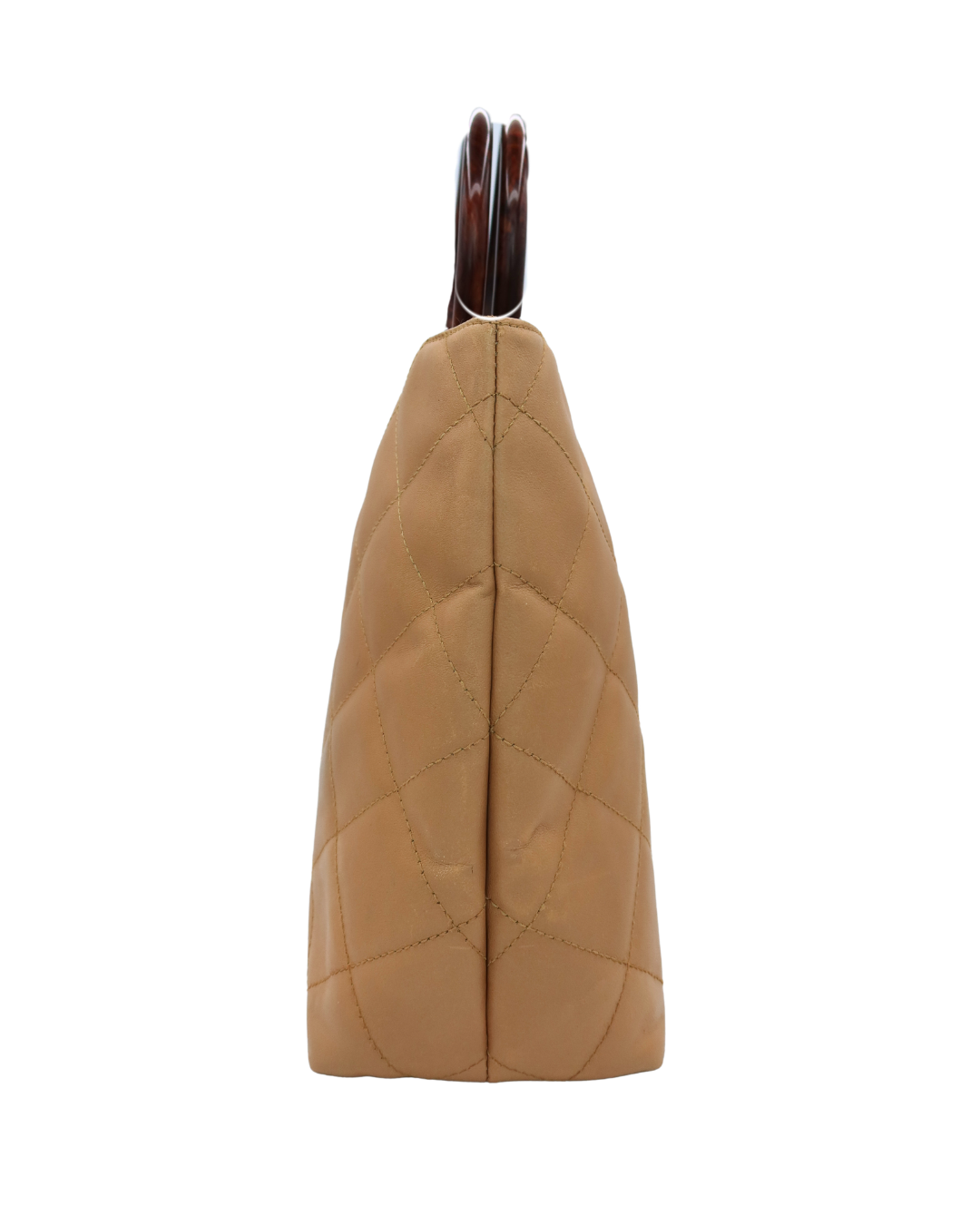 Chanel Vintage Tan Quilted Lambskin Wood Handle Bag 2000–2002