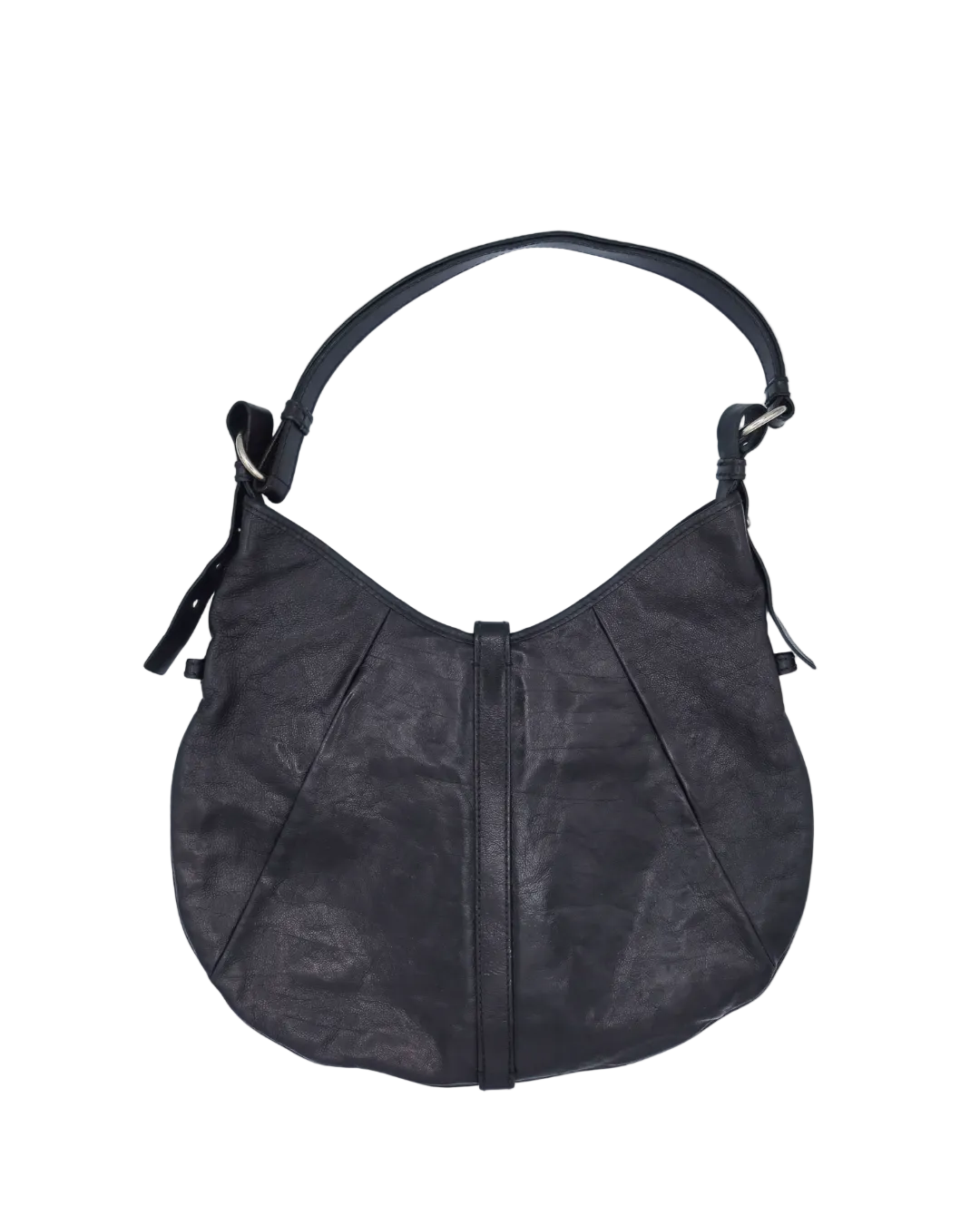 Yves Saint Laurent Vintage Black Leather Mombasa Hobo Bag