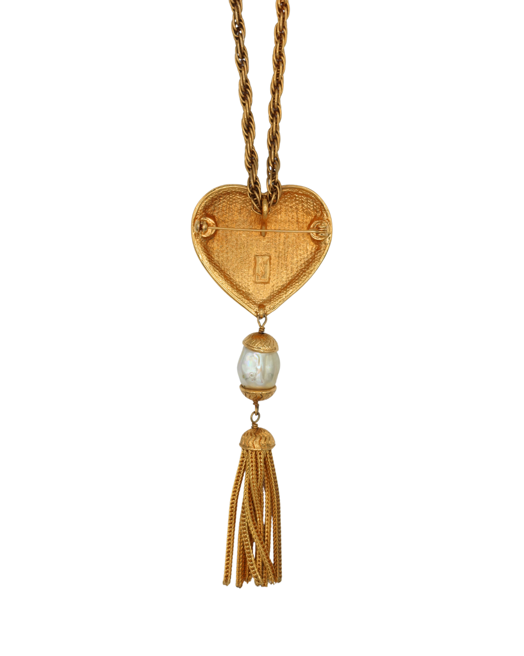Yves Saint Laurent Vintage Gold-Tone Heart Necklace and Brooch