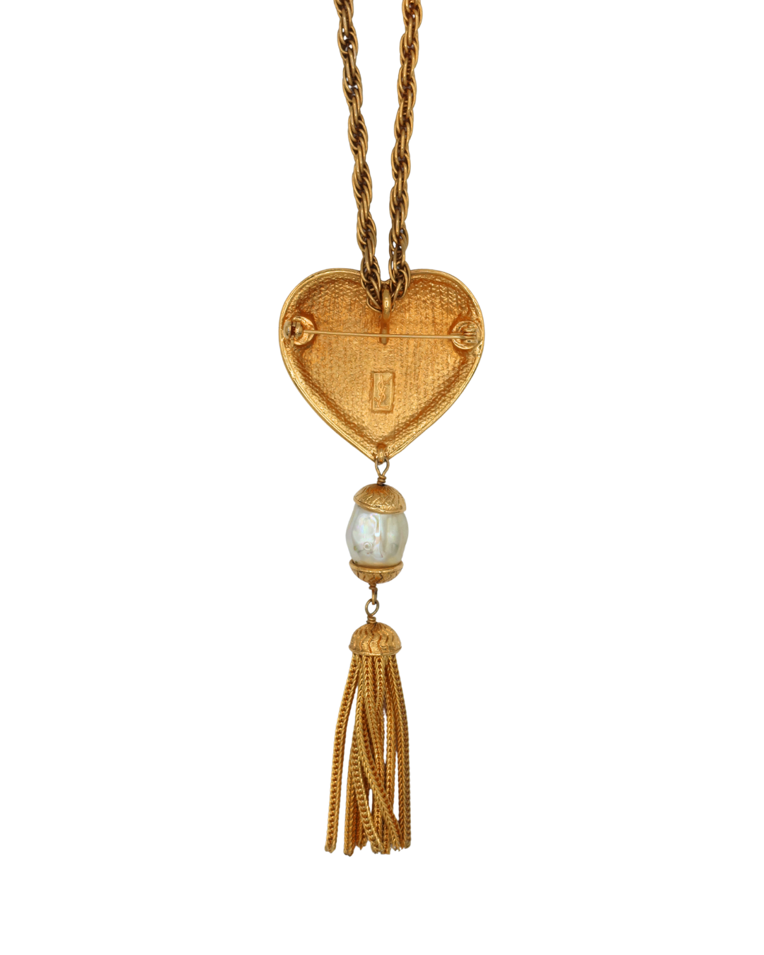 Yves Saint Laurent Vintage Gold-Tone Heart Necklace and Brooch