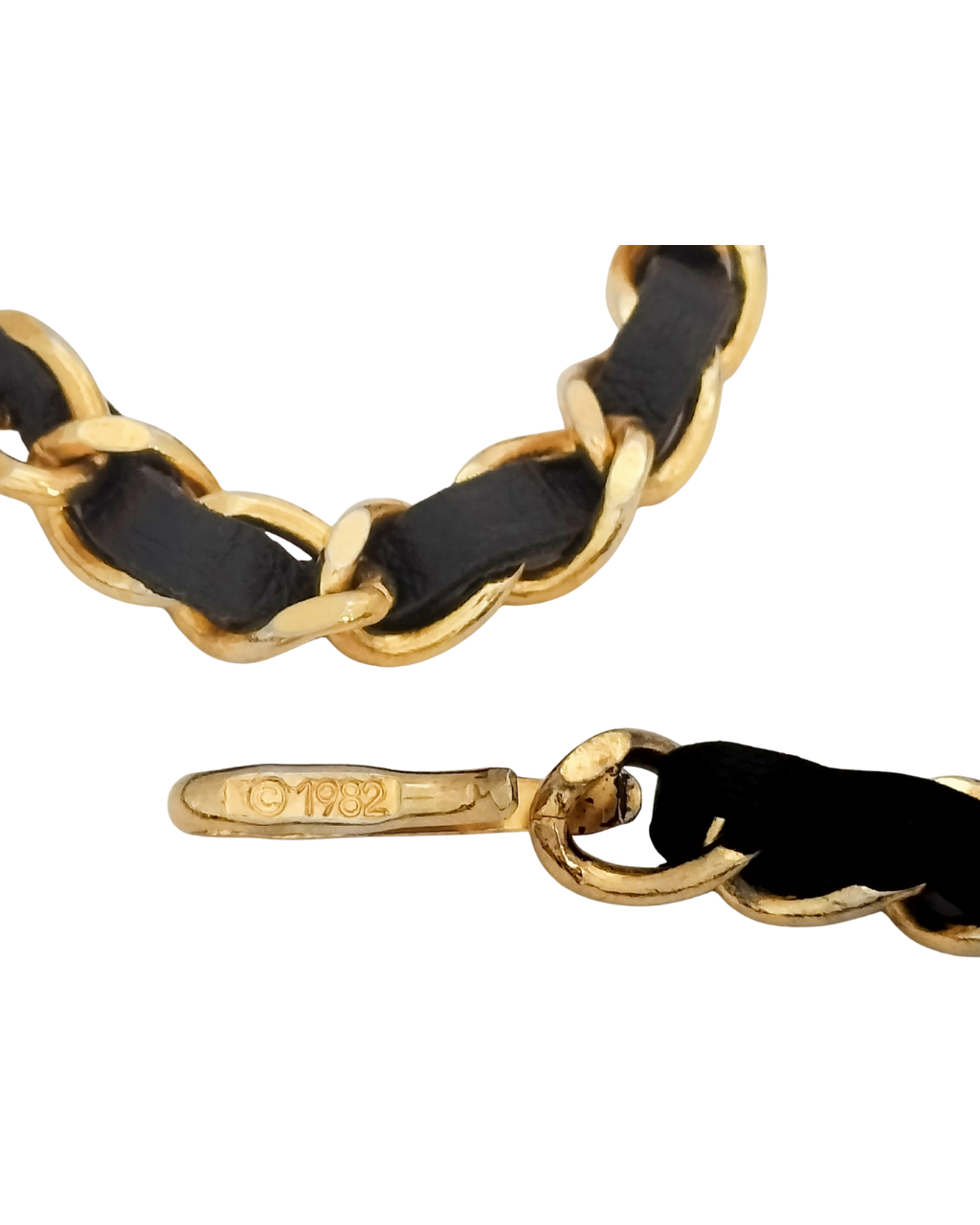 Chanel Black Chain Leather Belt 1982