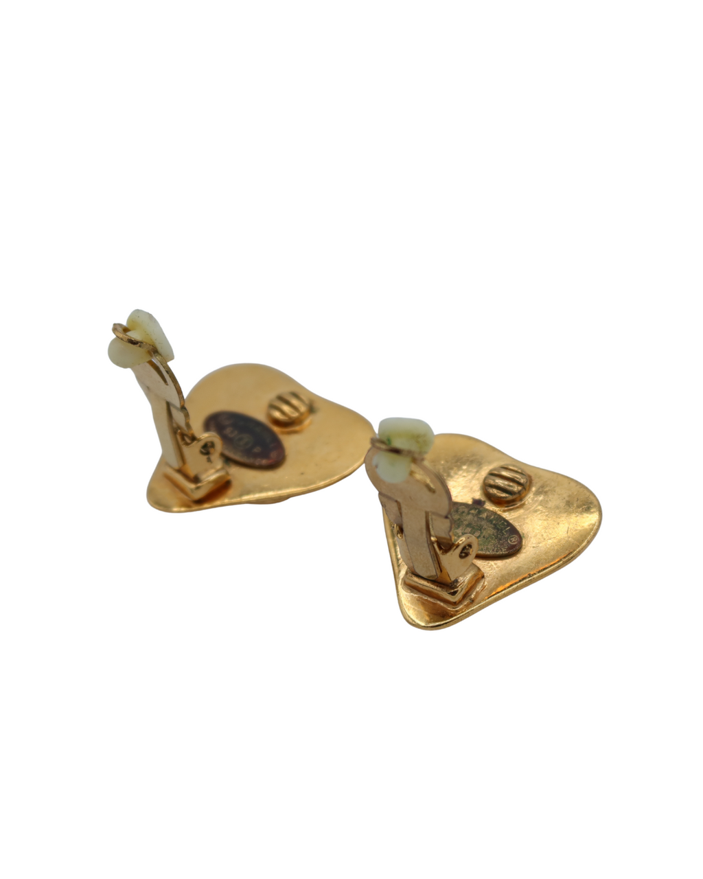 Chanel Vintage CC Gold Plated Heart Clip On Earrings