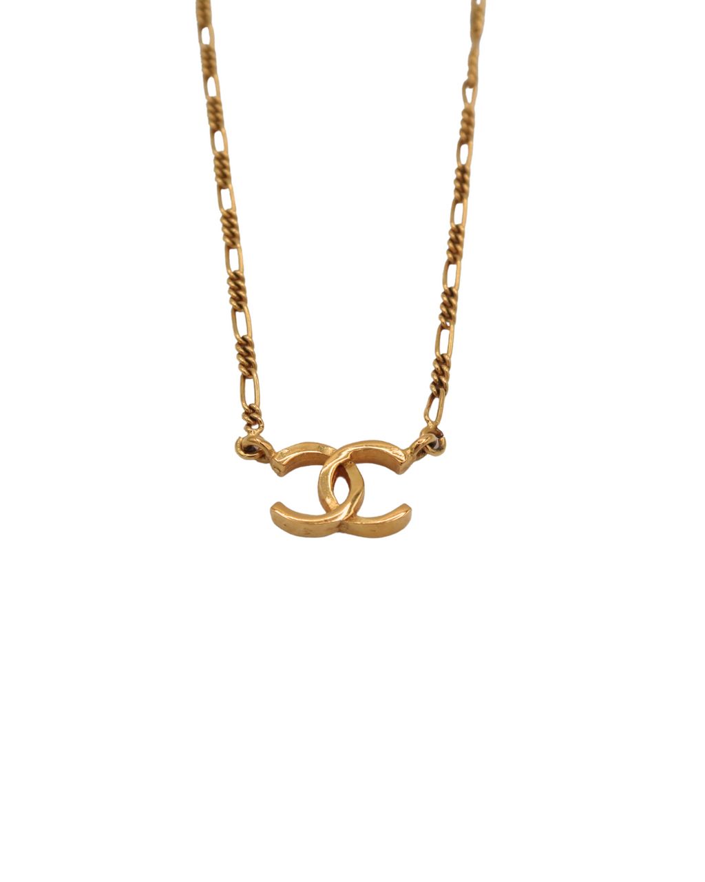 Chanel Vintage 1980s CC Logo Pendant Necklace with Thin Chain