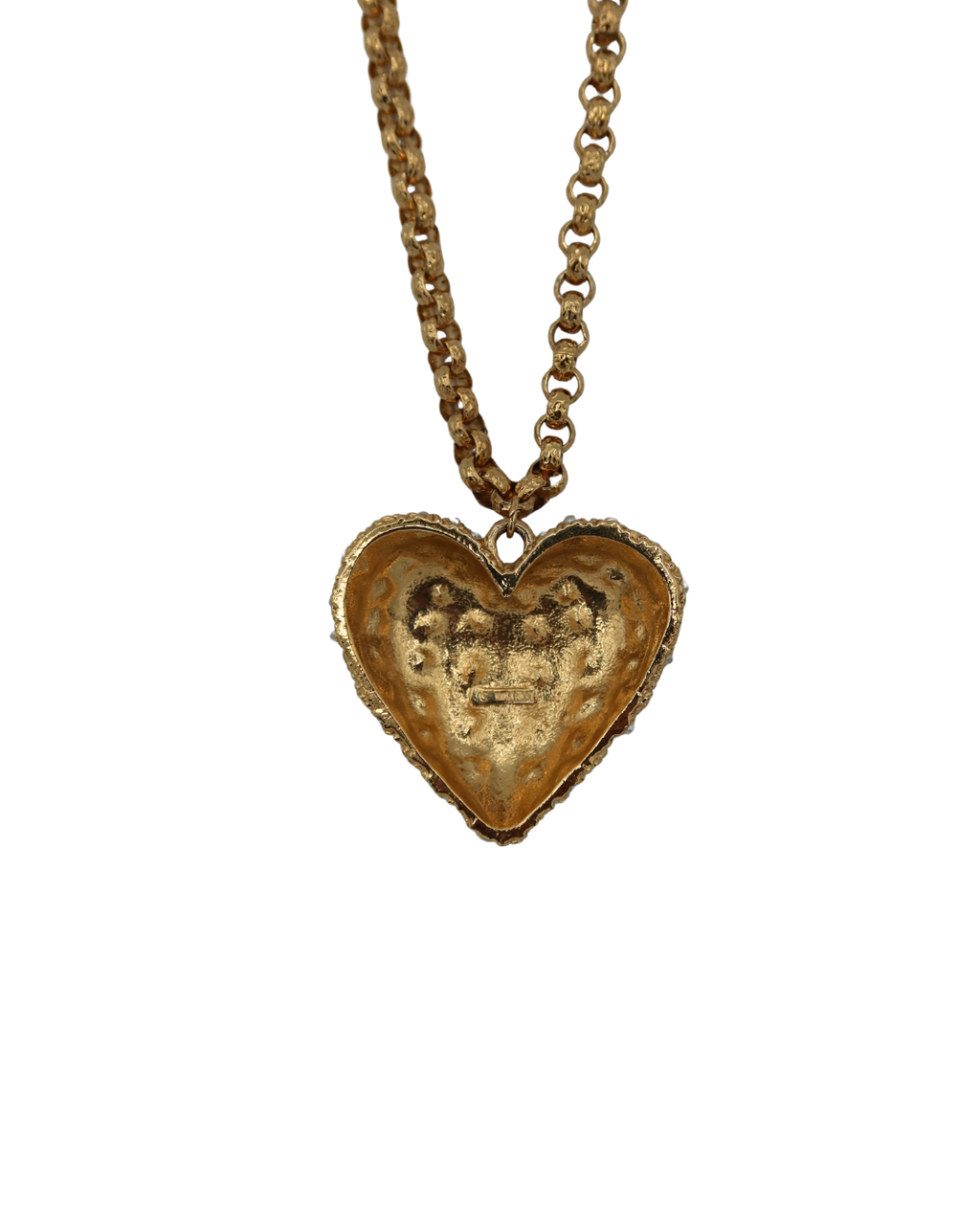 Nina Ricci Vintage Gold-Tone Pearl Heart Pendant Necklace