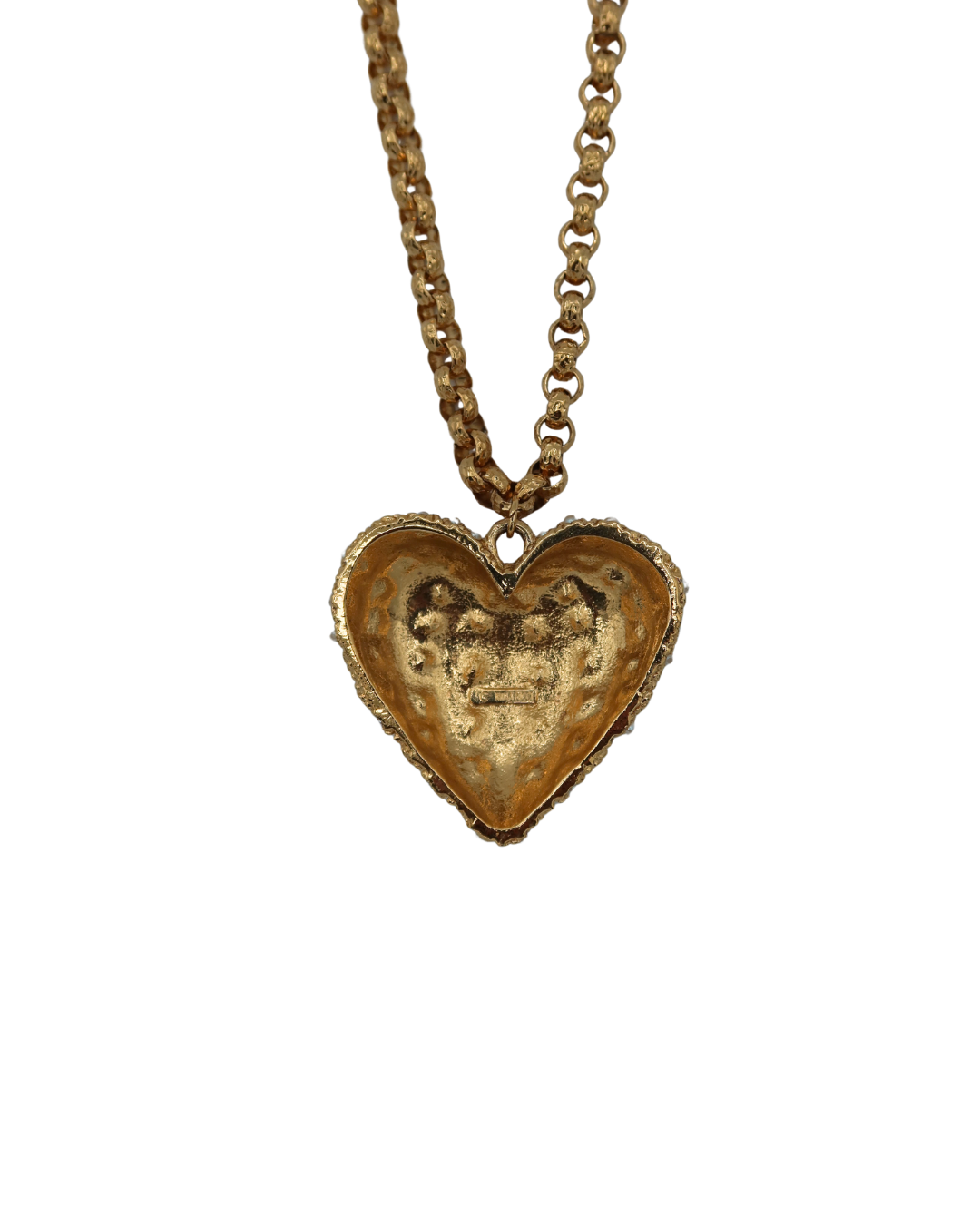 Nina Ricci Vintage Gold-Tone Pearl Heart Pendant Necklace