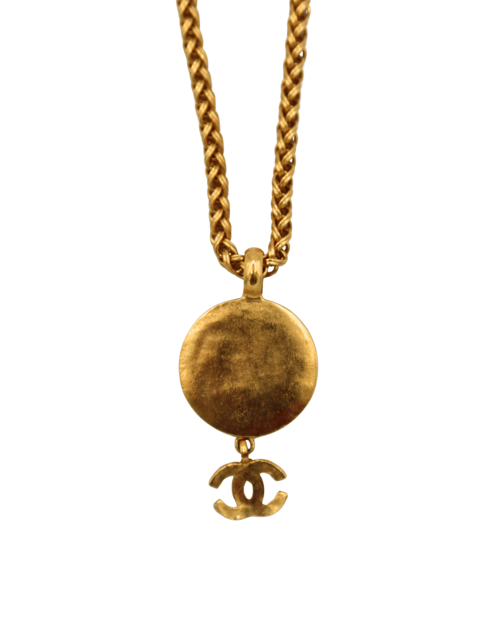 Chanel Vintage Tiger’s Eye CC Pendant Gold-Tone Necklace 95A