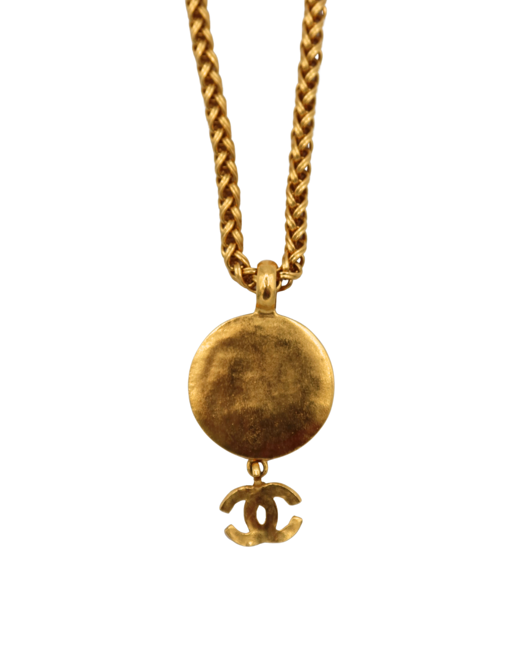 Chanel Vintage Tiger’s Eye CC Pendant Gold-Tone Necklace 95A