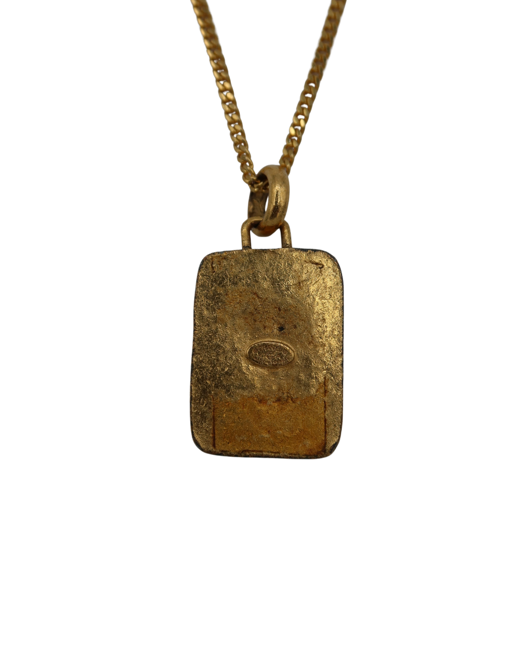 Chanel Vintage Rectangular Stone Pendant Necklace 97P