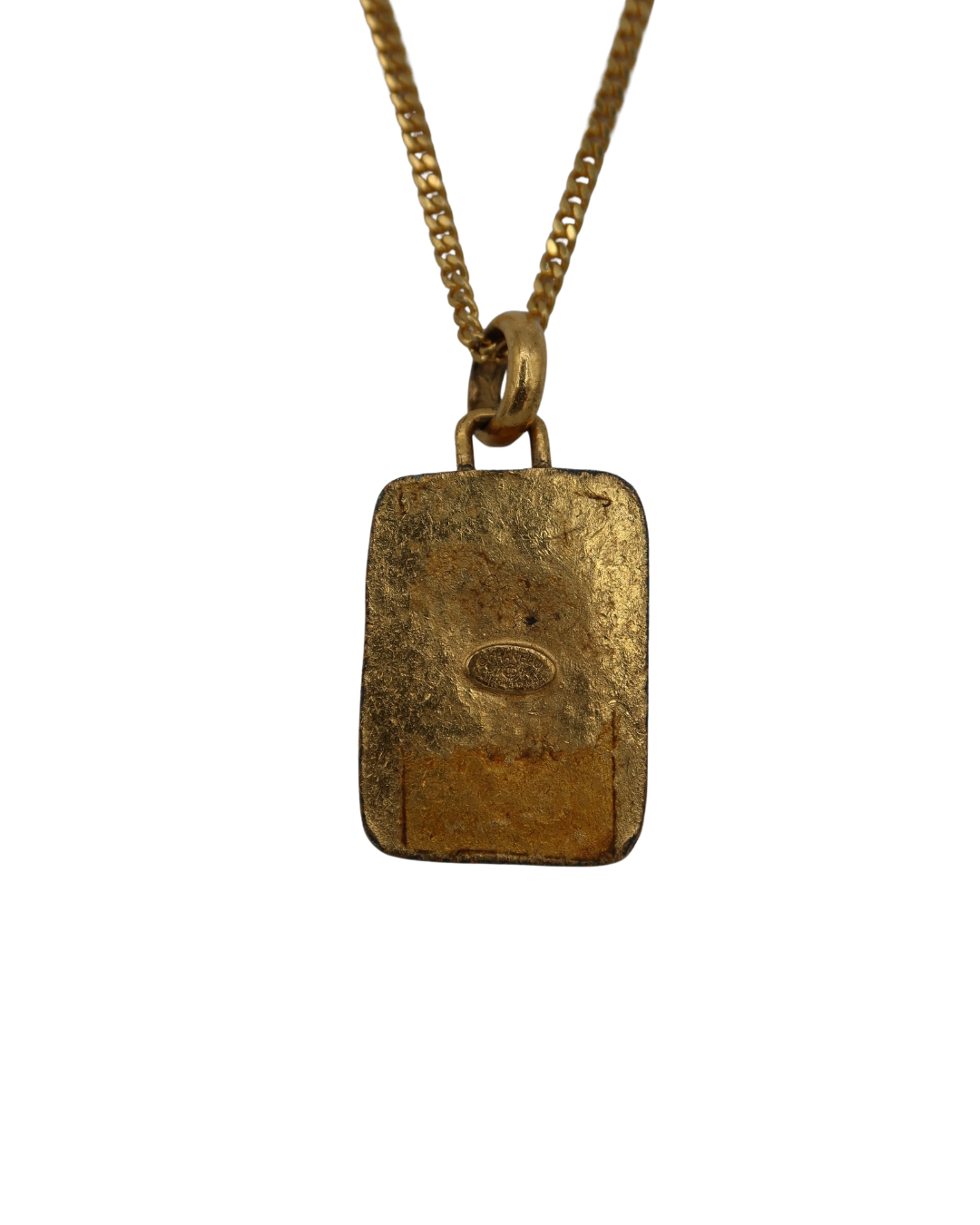 Chanel Vintage Rectangular Stone Pendant Necklace 97P