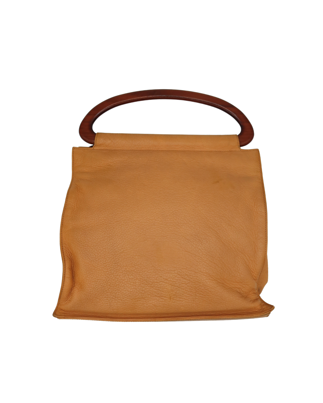 Chanel Vintage Yellow Leather Bag with Wood Handle 2003-2004