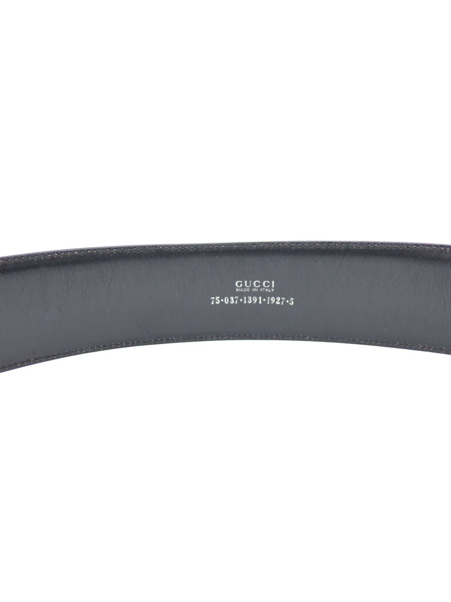Gucci Vintage Black Leather Silver Horsebit Belt