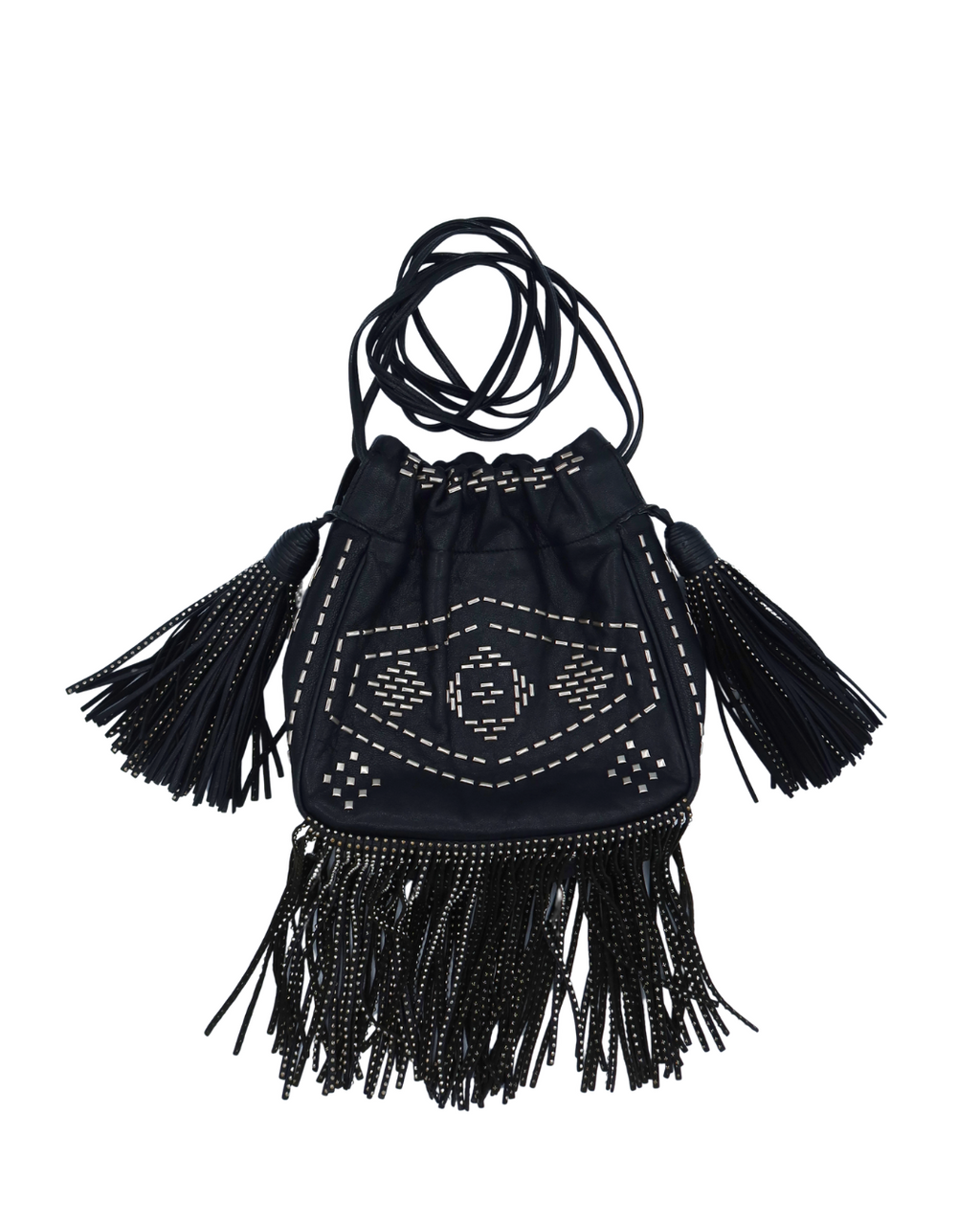 Saint Laurent YSL Small Black Studded Helena Bucket Bag