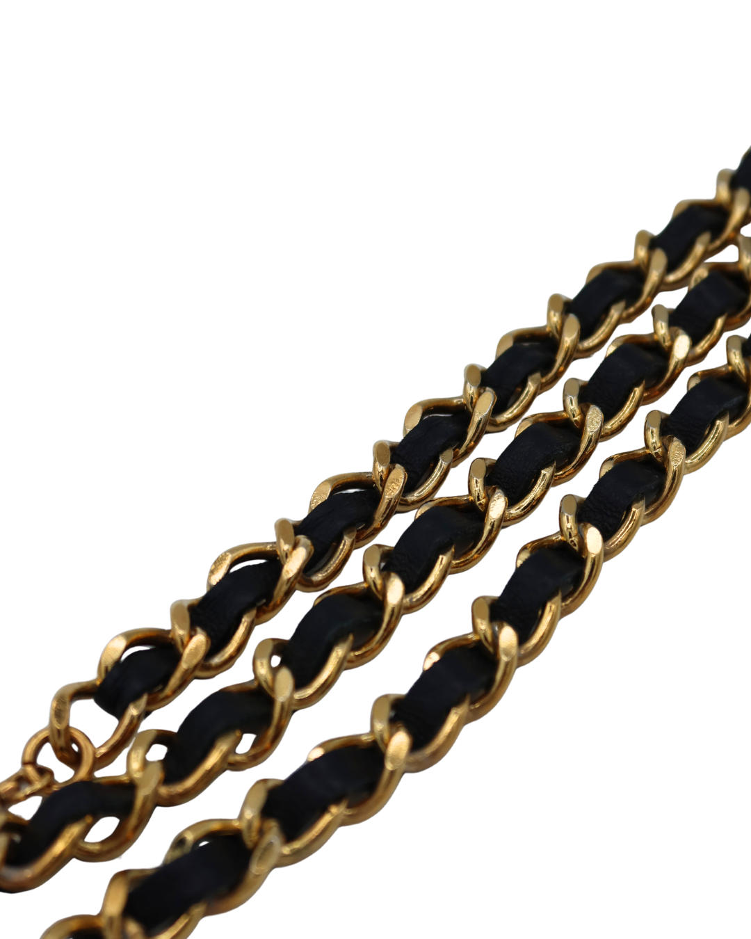 Chanel Black Leather Chain Belt with Coco Mark Medallion