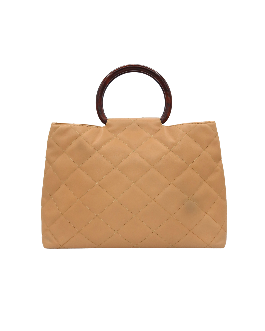 Chanel Vintage Tan Quilted Lambskin Wood Handle Bag 2000–2002