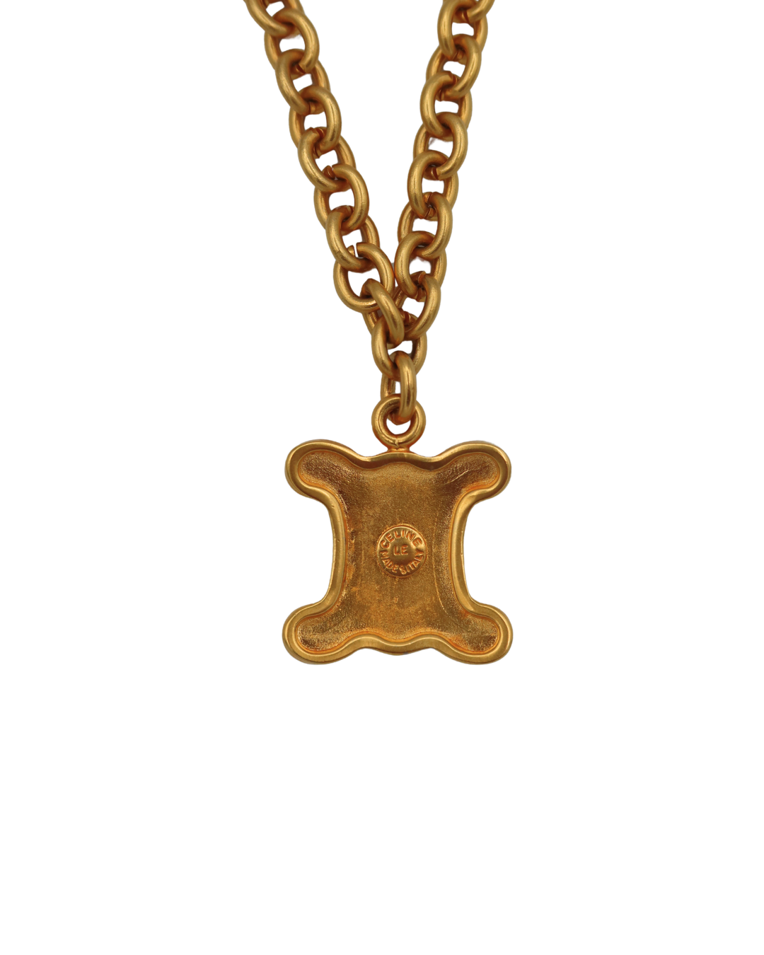 Celine Gold Toned Triomphe Pendant Necklace