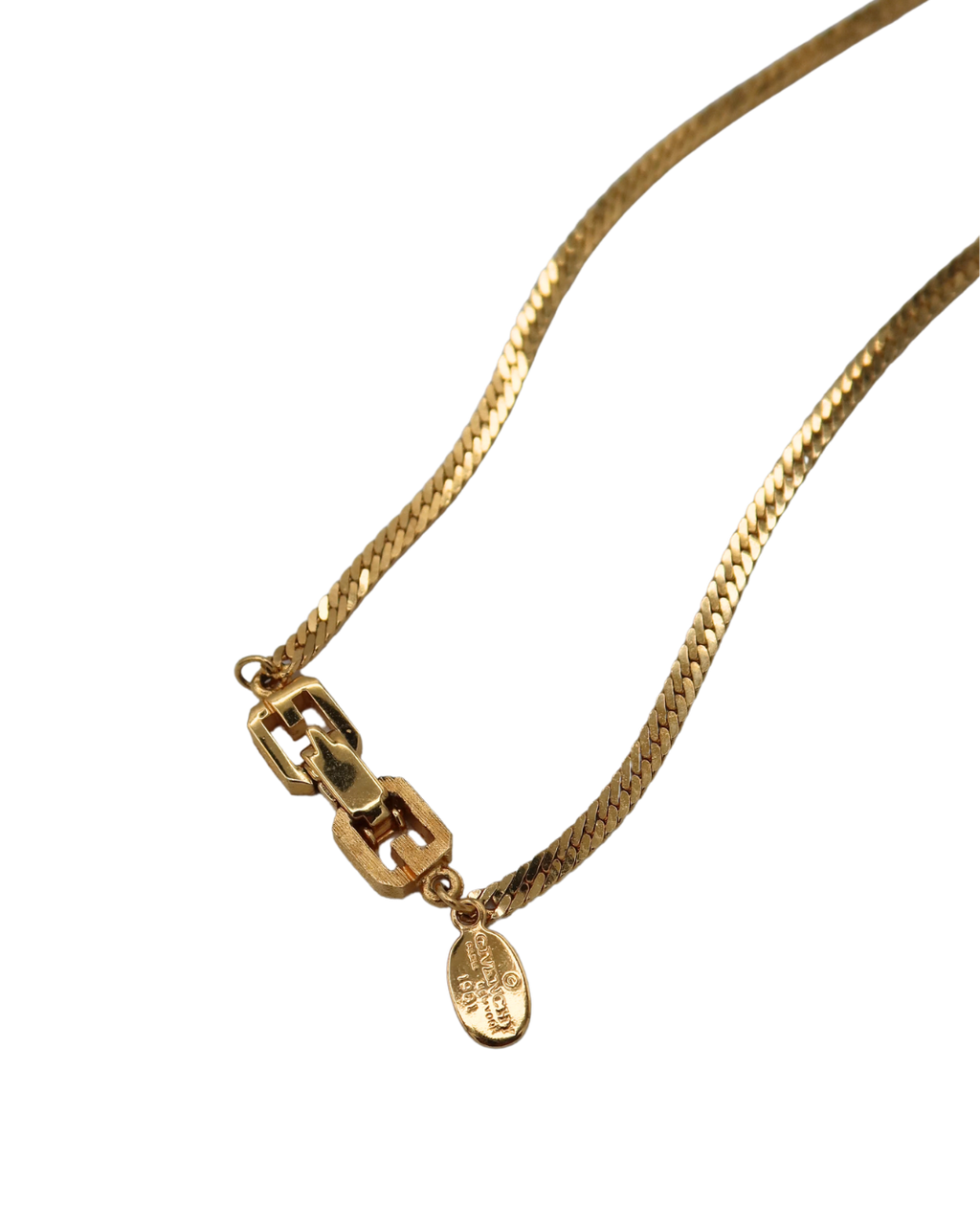 Givenchy Vintage Amethyst Gold-Plated Oval Pendant Necklace 1981