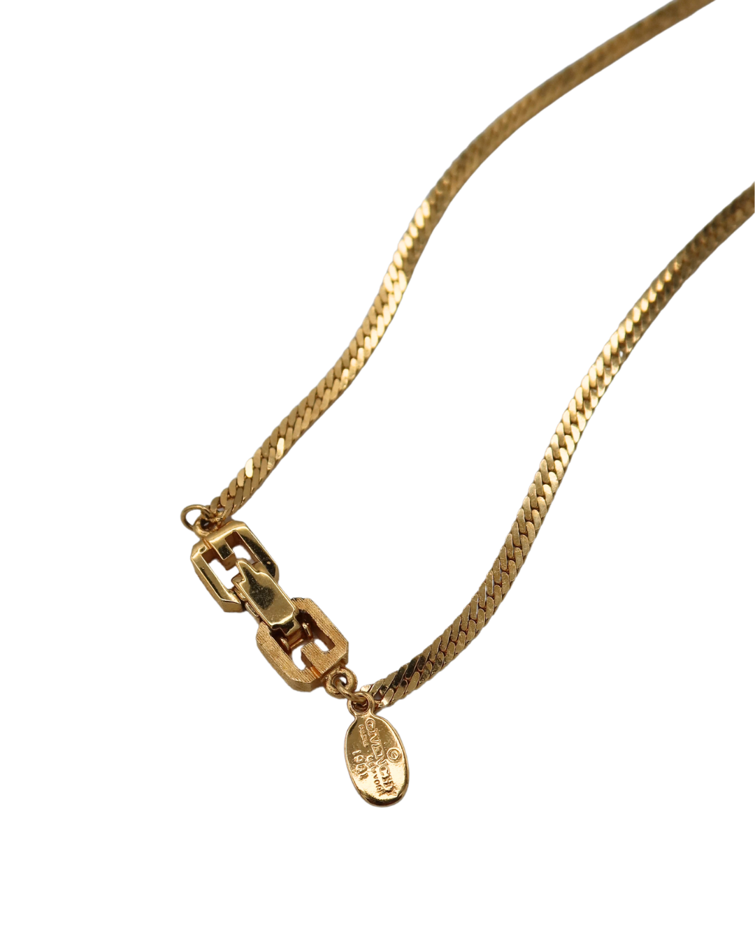Givenchy Vintage Amethyst Gold-Plated Oval Pendant Necklace 1981