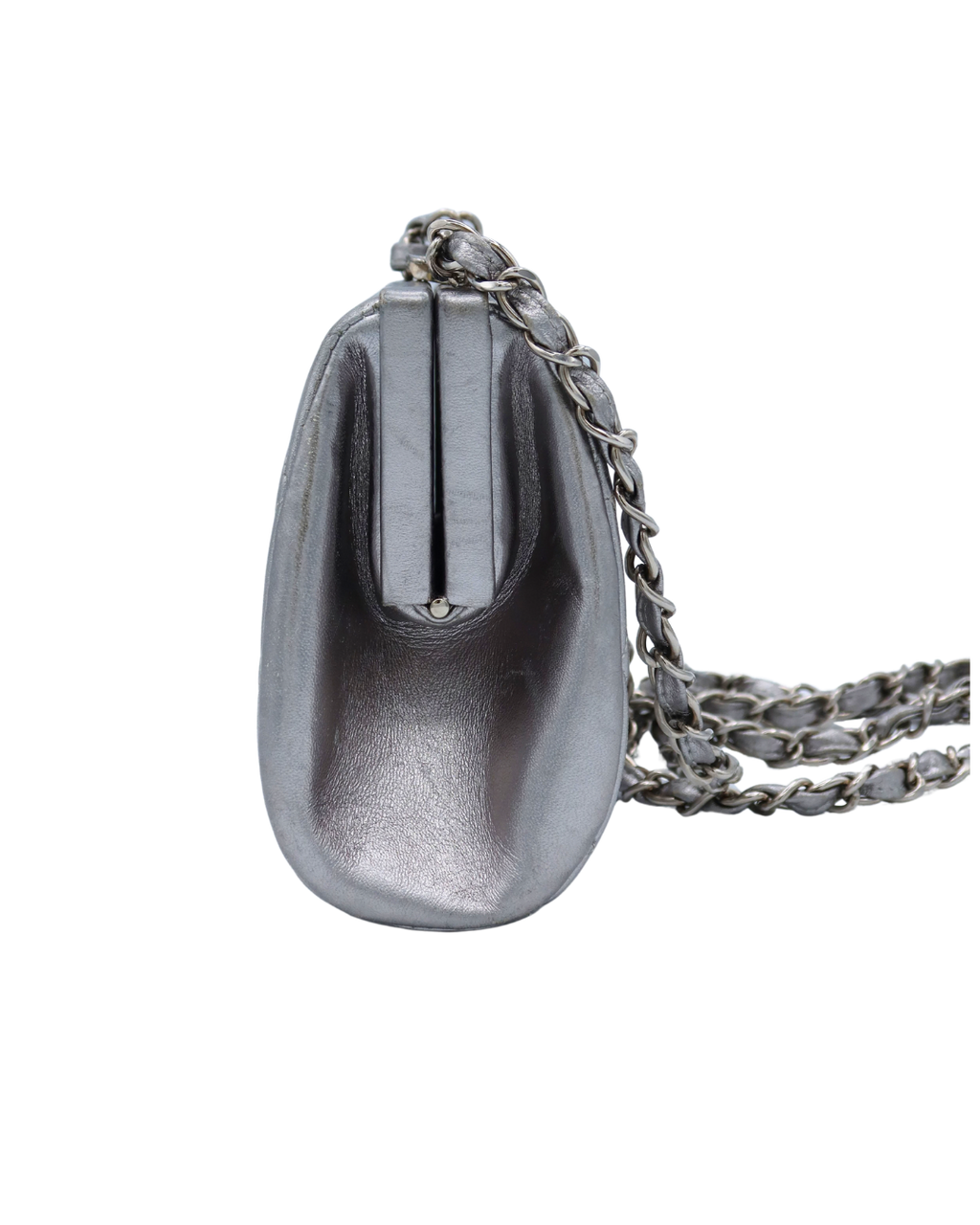 Chanel Silver Quilted Lambskin Chain Shoulder Bag 1996–1997