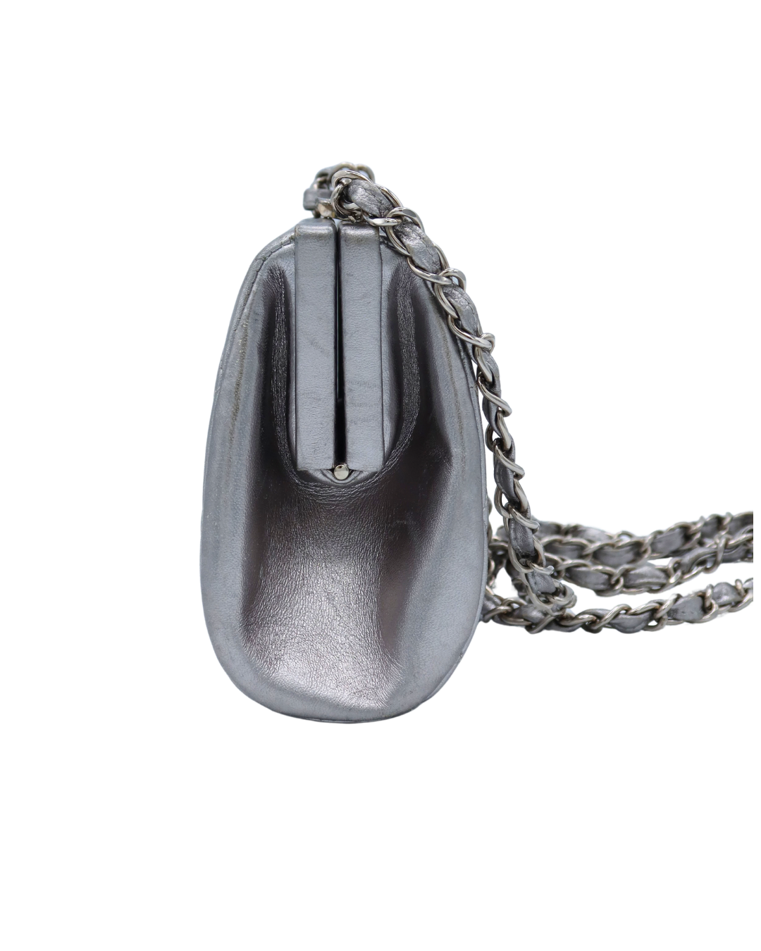 Chanel Silver Quilted Lambskin Chain Shoulder Bag 1996–1997