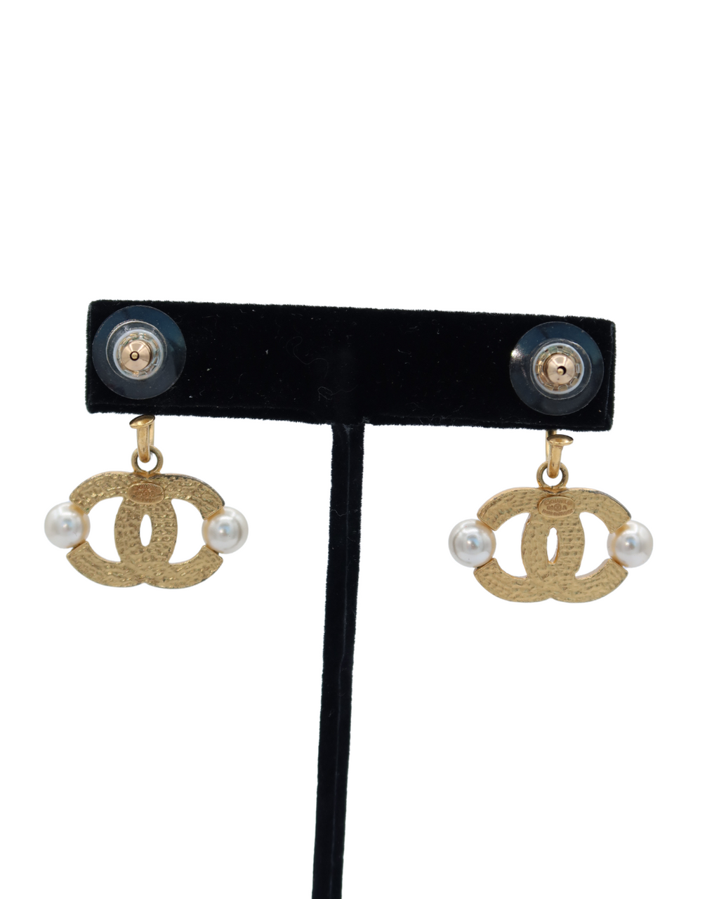 Chanel Vintage CC Logo Earrings with Faux Pearl