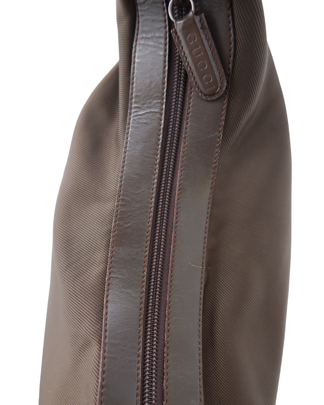 Gucci Vintage Diamante Brown Nylon Bamboo Bag