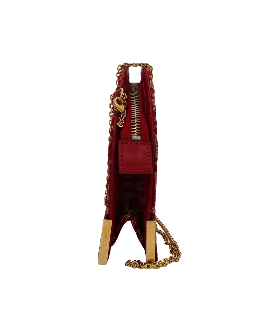 Fendi Vintage Red Zucca Chain Shoulder Bag