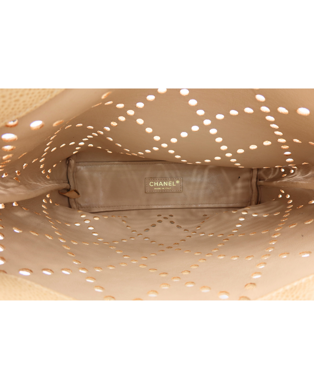 Chanel Vintage Cream Caviar Leather Perforated Bag 2003-2004