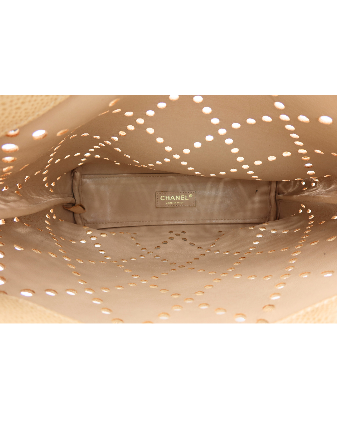Chanel Vintage Cream Caviar Leather Perforated Bag 2003-2004