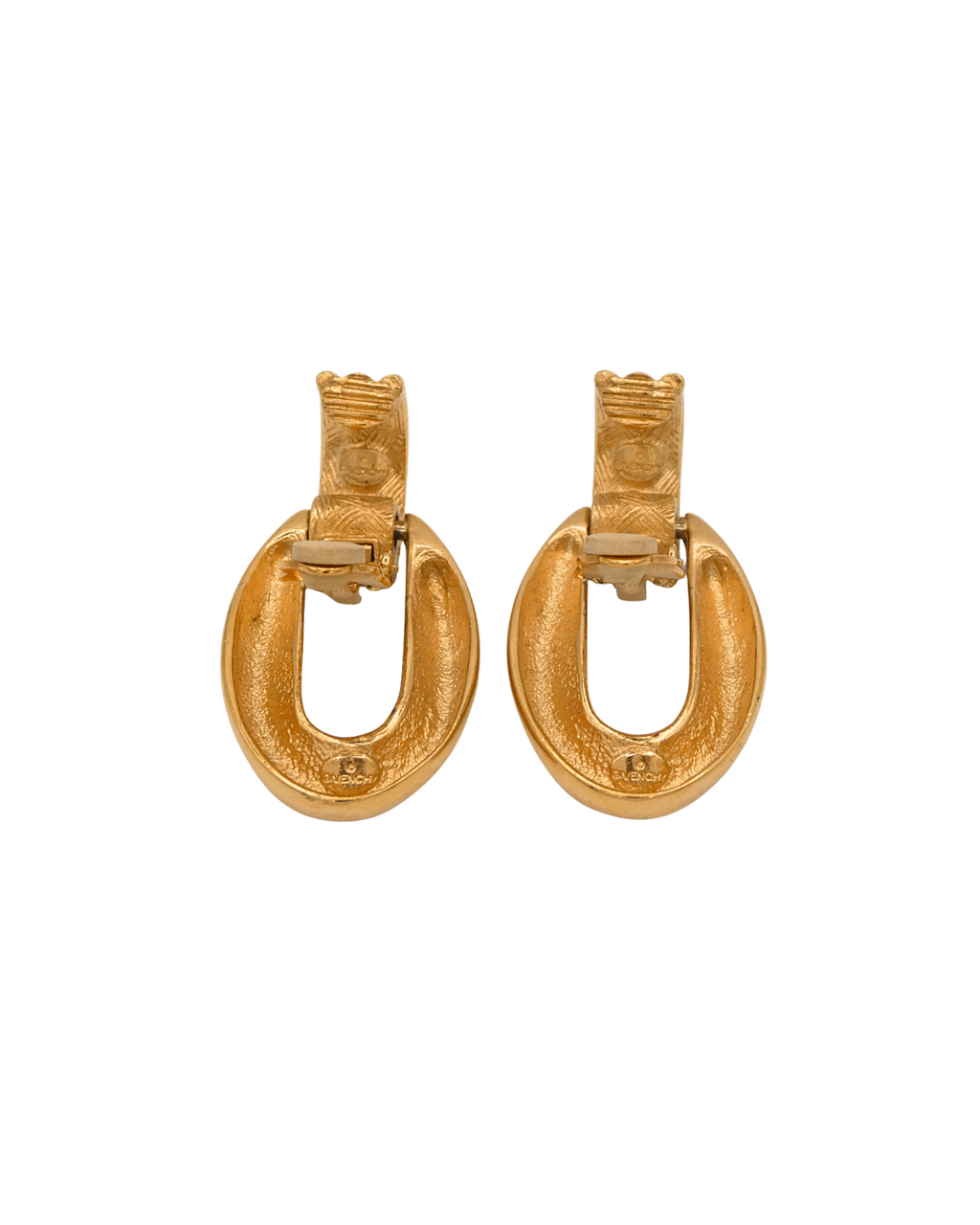 Givenchy Vintage Gold Tone Oval Door Knocker Clip On Earrings