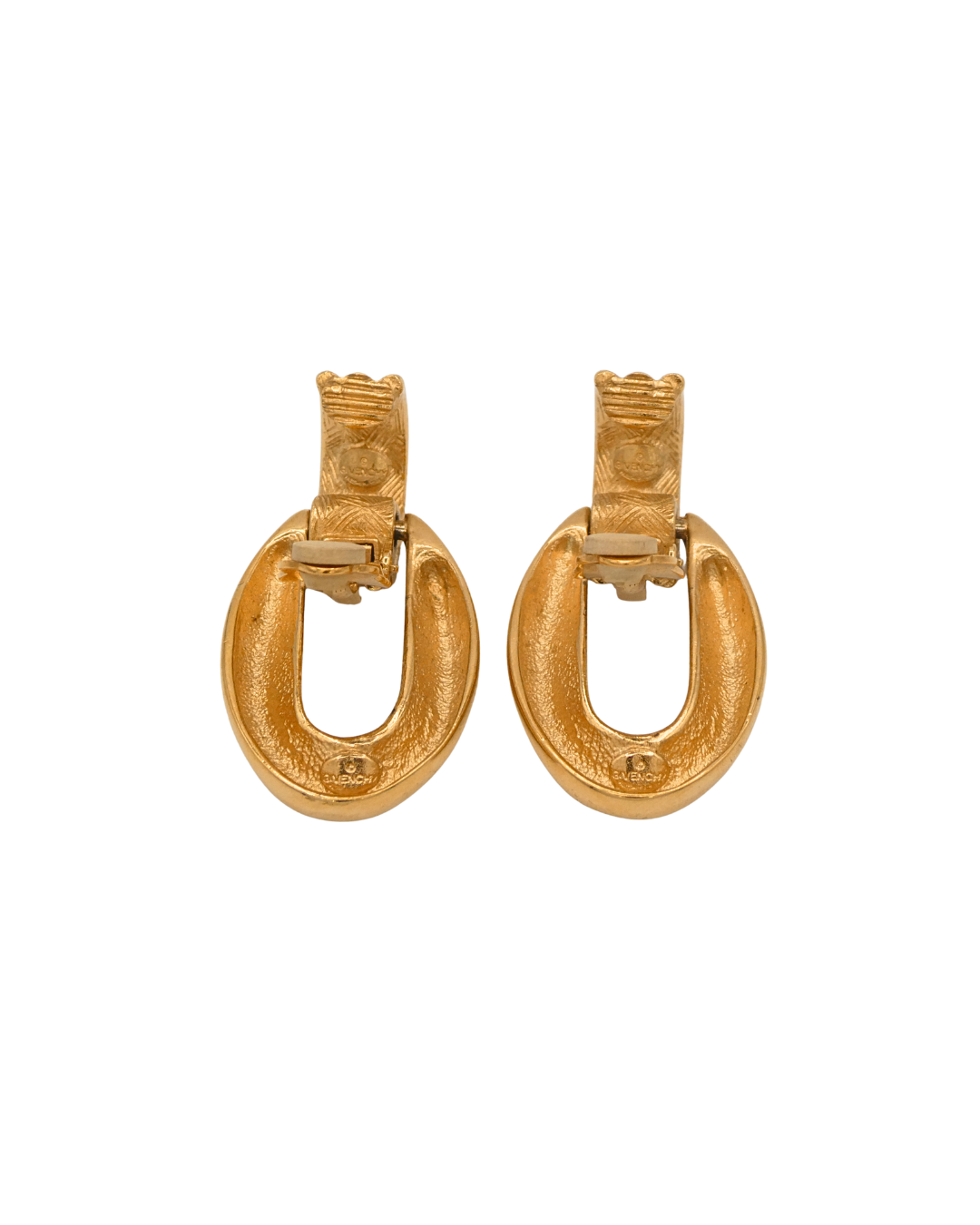 Givenchy Vintage Gold Tone Oval Door Knocker Clip On Earrings
