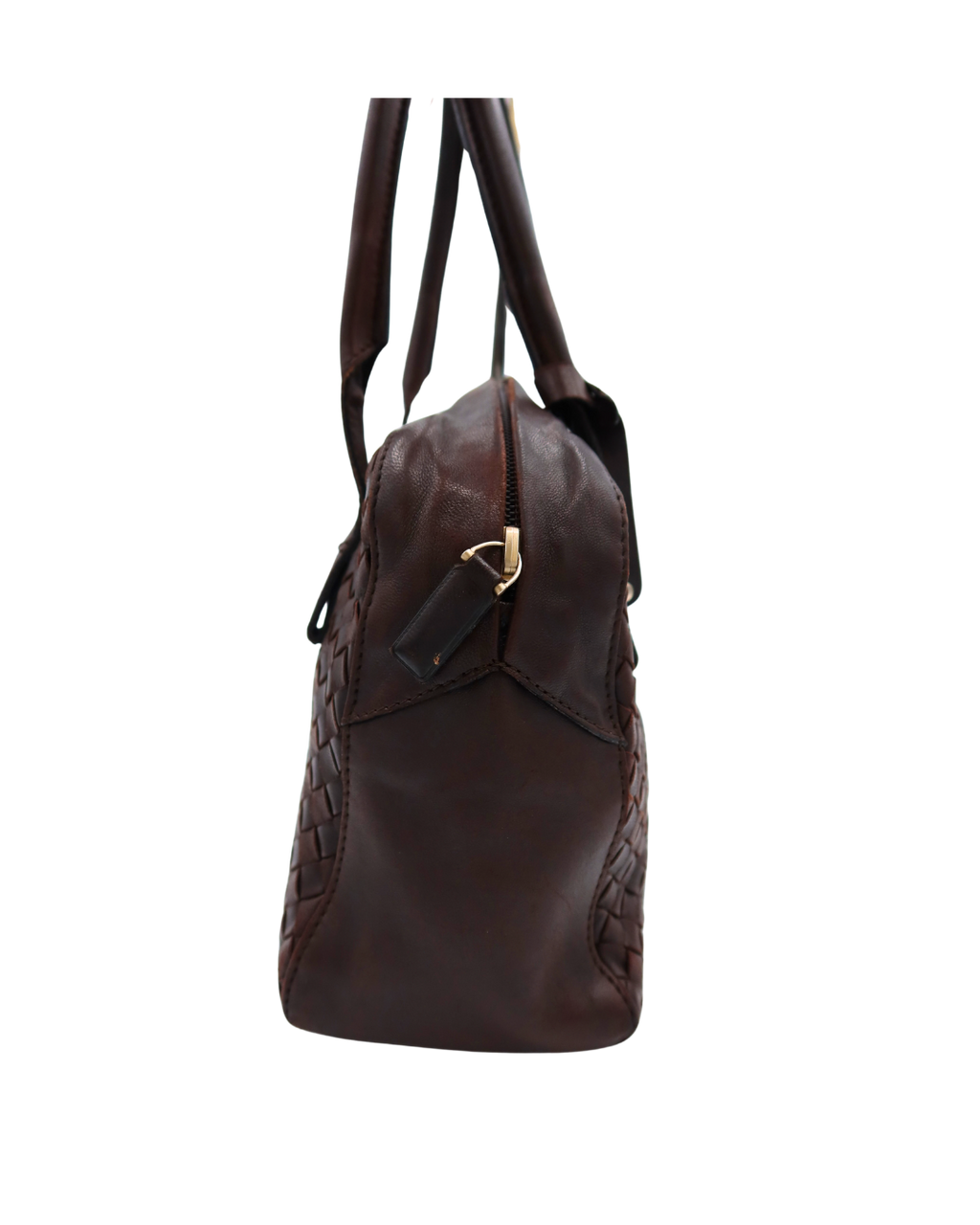 Bottega Veneta Brown Intrecciato Hand Bag with Crossbody Strap