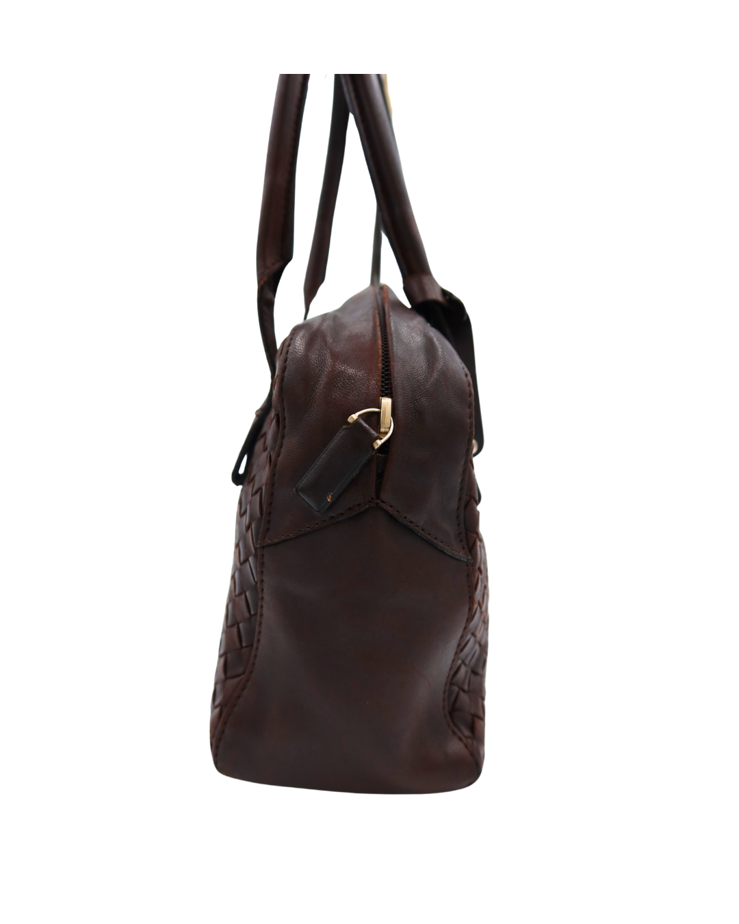 Bottega Veneta Brown Intrecciato Hand Bag with Crossbody Strap