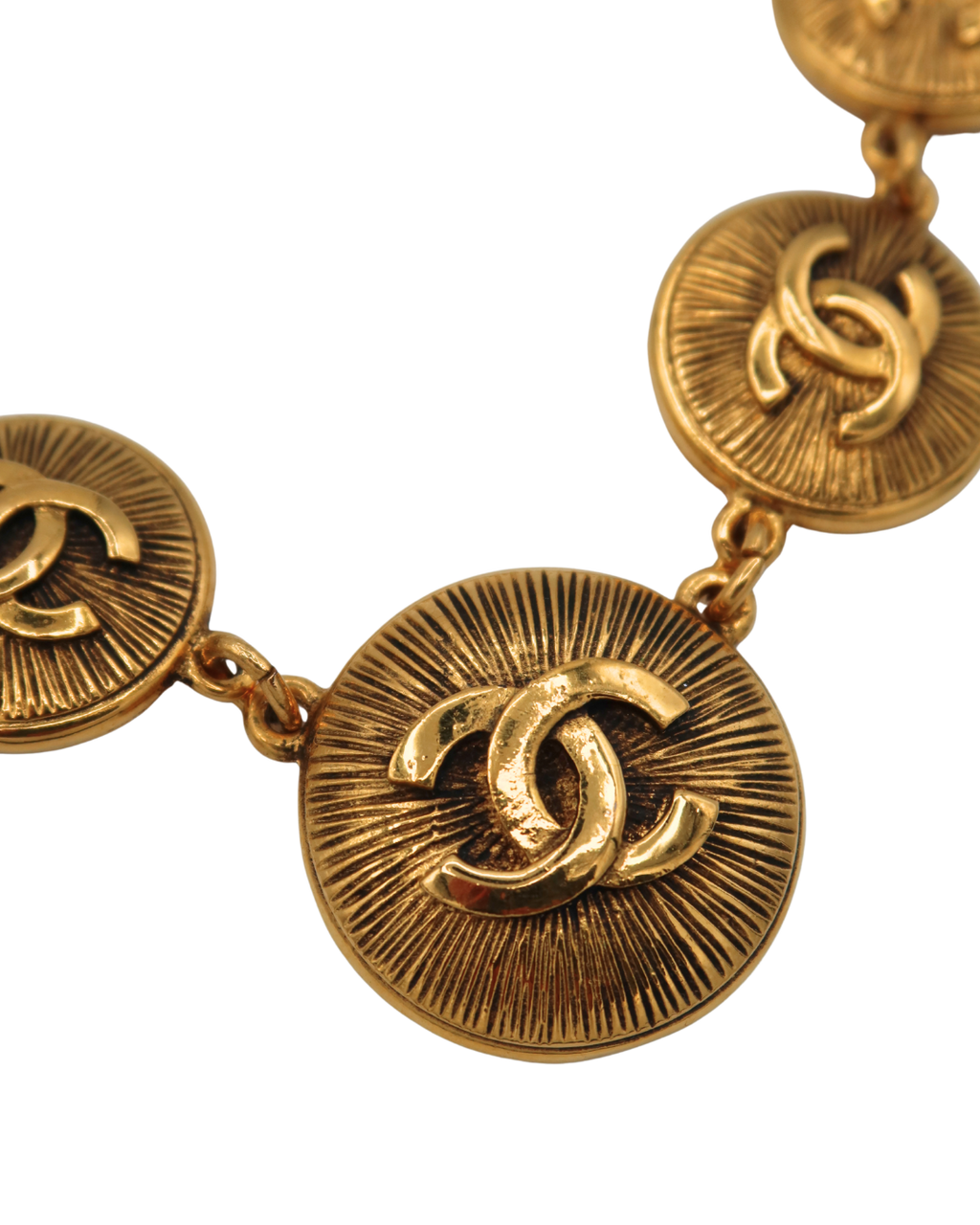 Chanel Vintage Gold Toned CC Sunburst Necklace