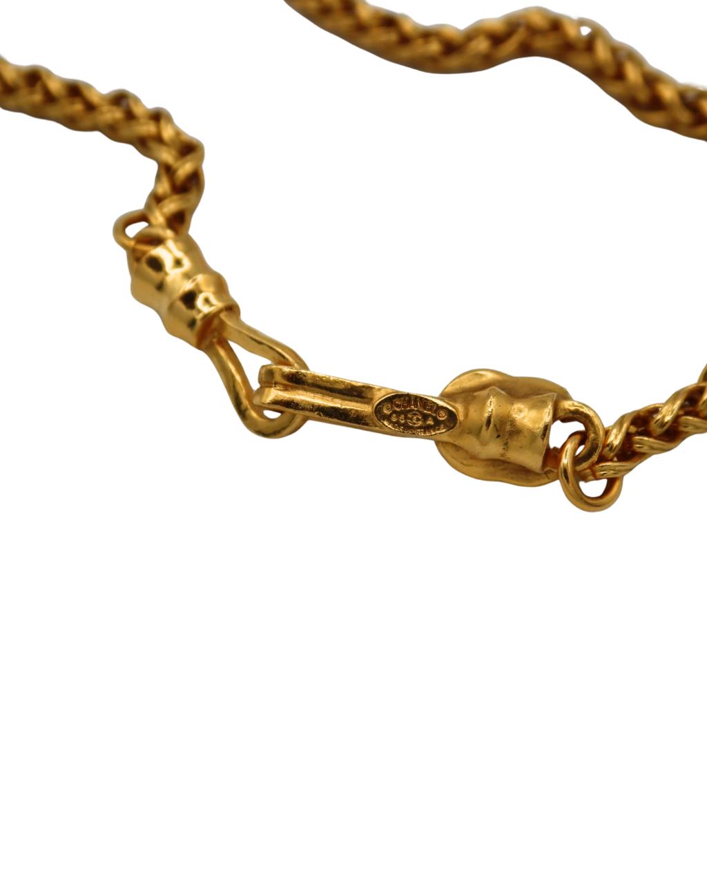 Chanel Vintage Tiger’s Eye CC Pendant Gold-Tone Necklace 95A