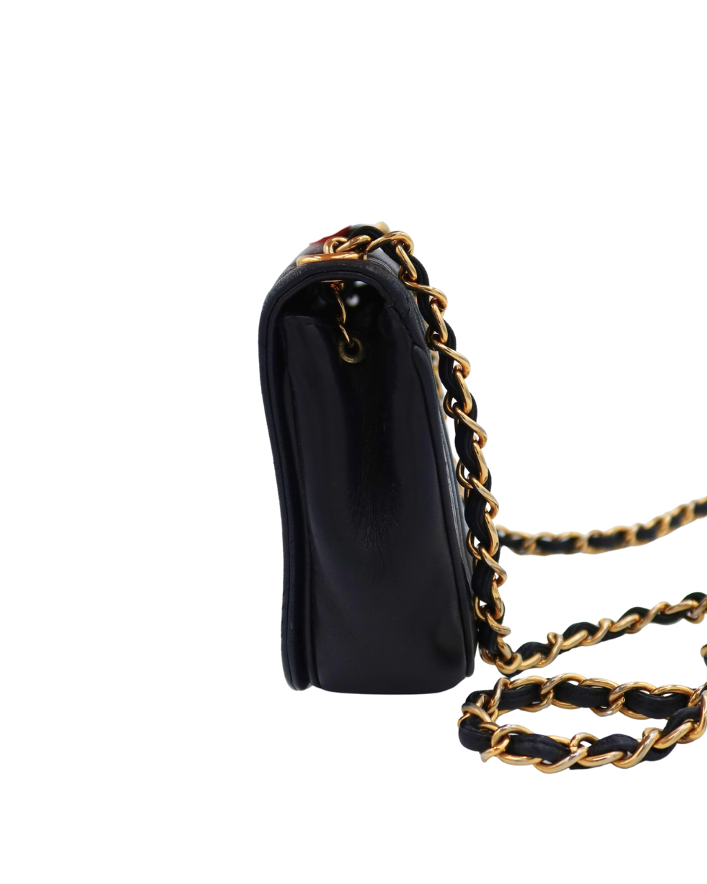 Chanel CC Logo Black Lambskin Leather Mini Shoulder Bag 1986-1988