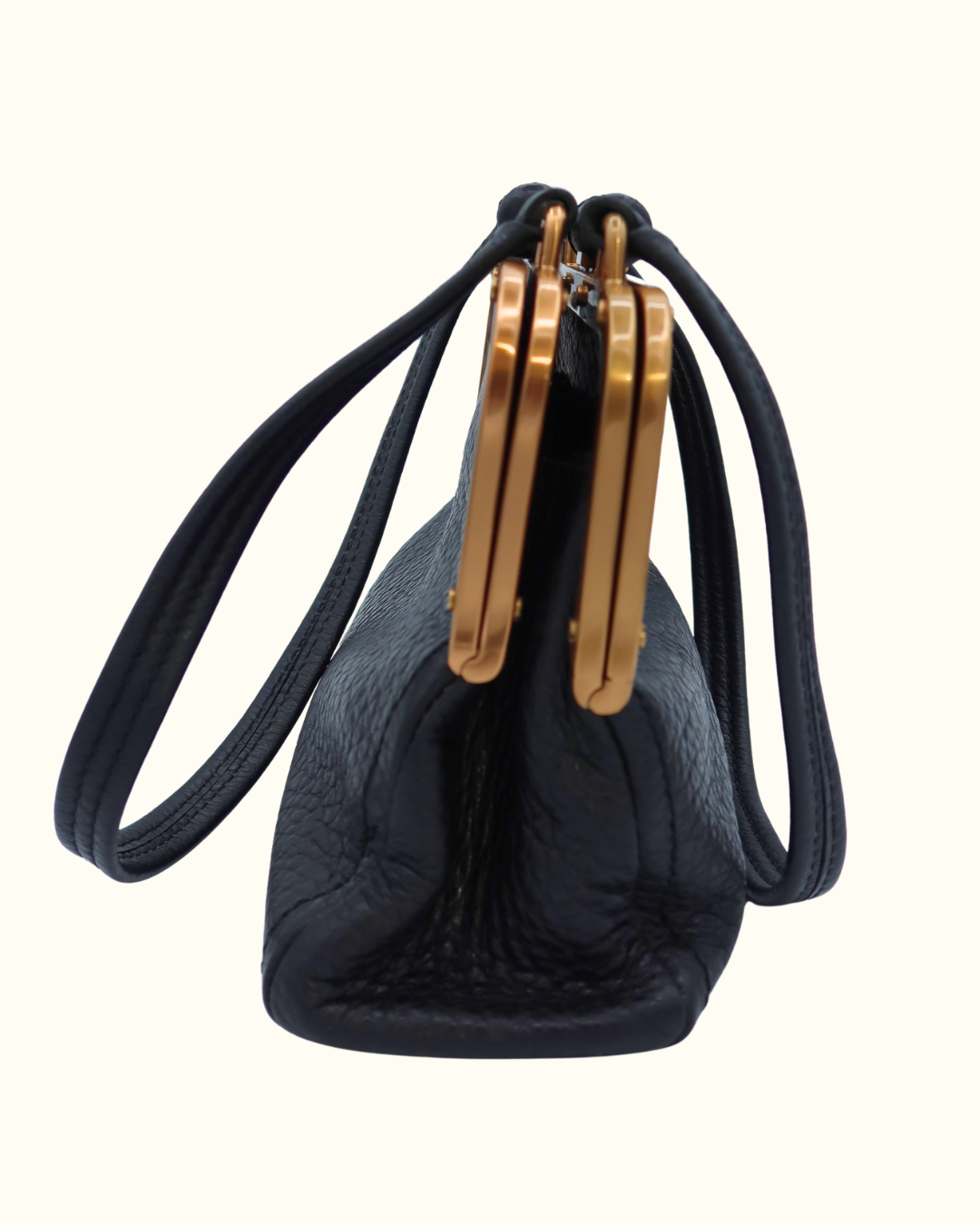 Prada Black Leather Frame Shoulder Bag