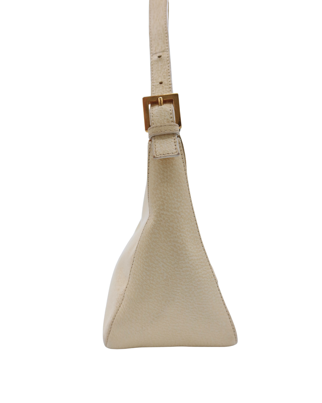 Fendi Mama Baguette Cream Speckled Leather Shoulder Bag with Pink and Gold Buckle