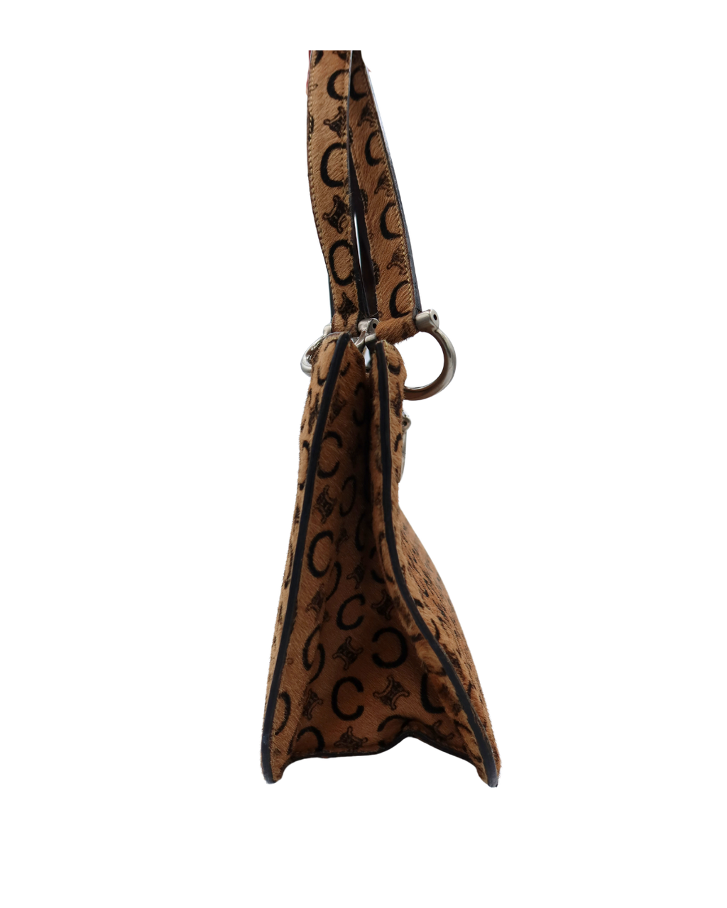 Celine Vintage and Rare Tan Triomphe Printed Calf Hair Shoulder Bag