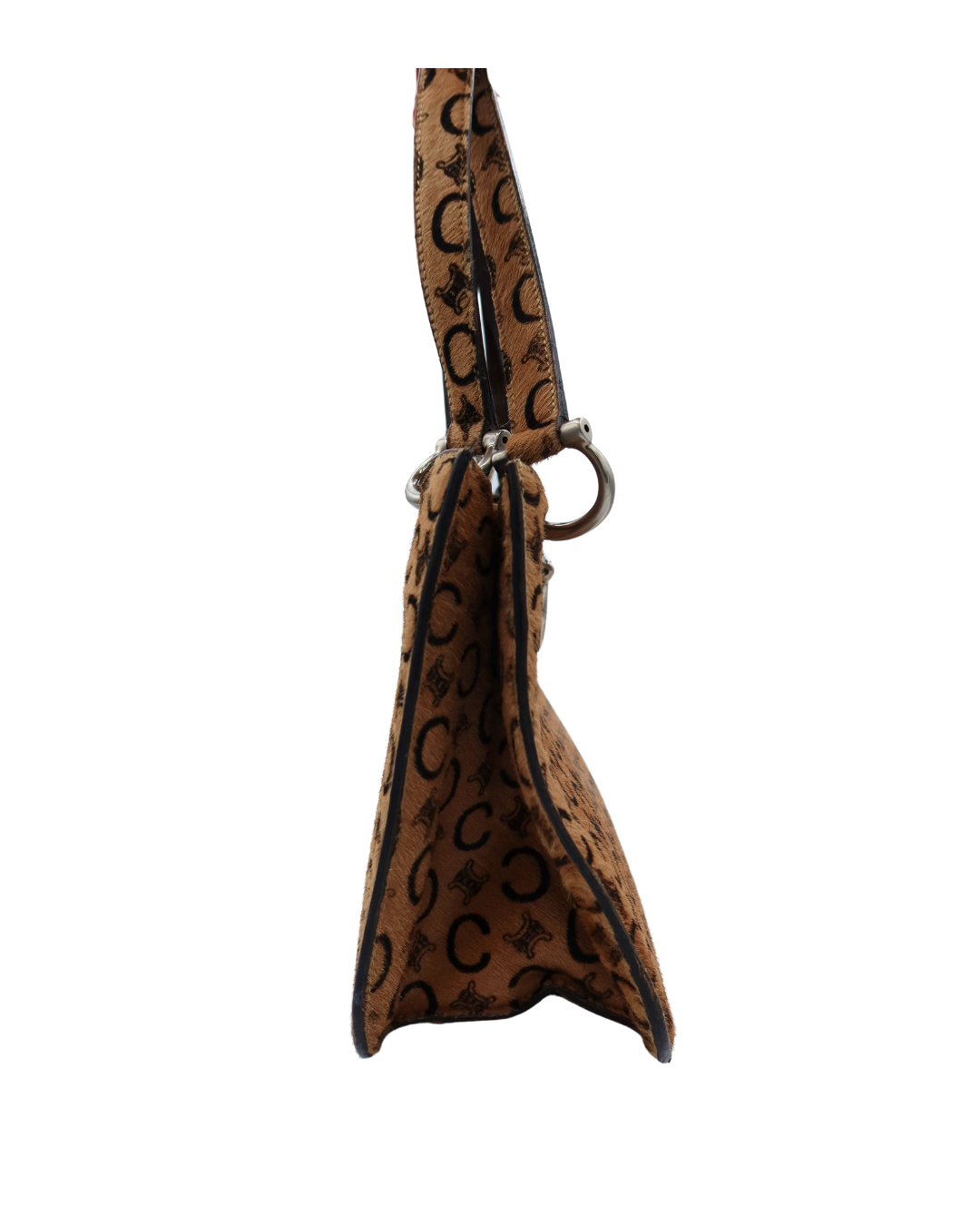 Celine Vintage and Rare Tan Triomphe Printed Calf Hair Shoulder Bag