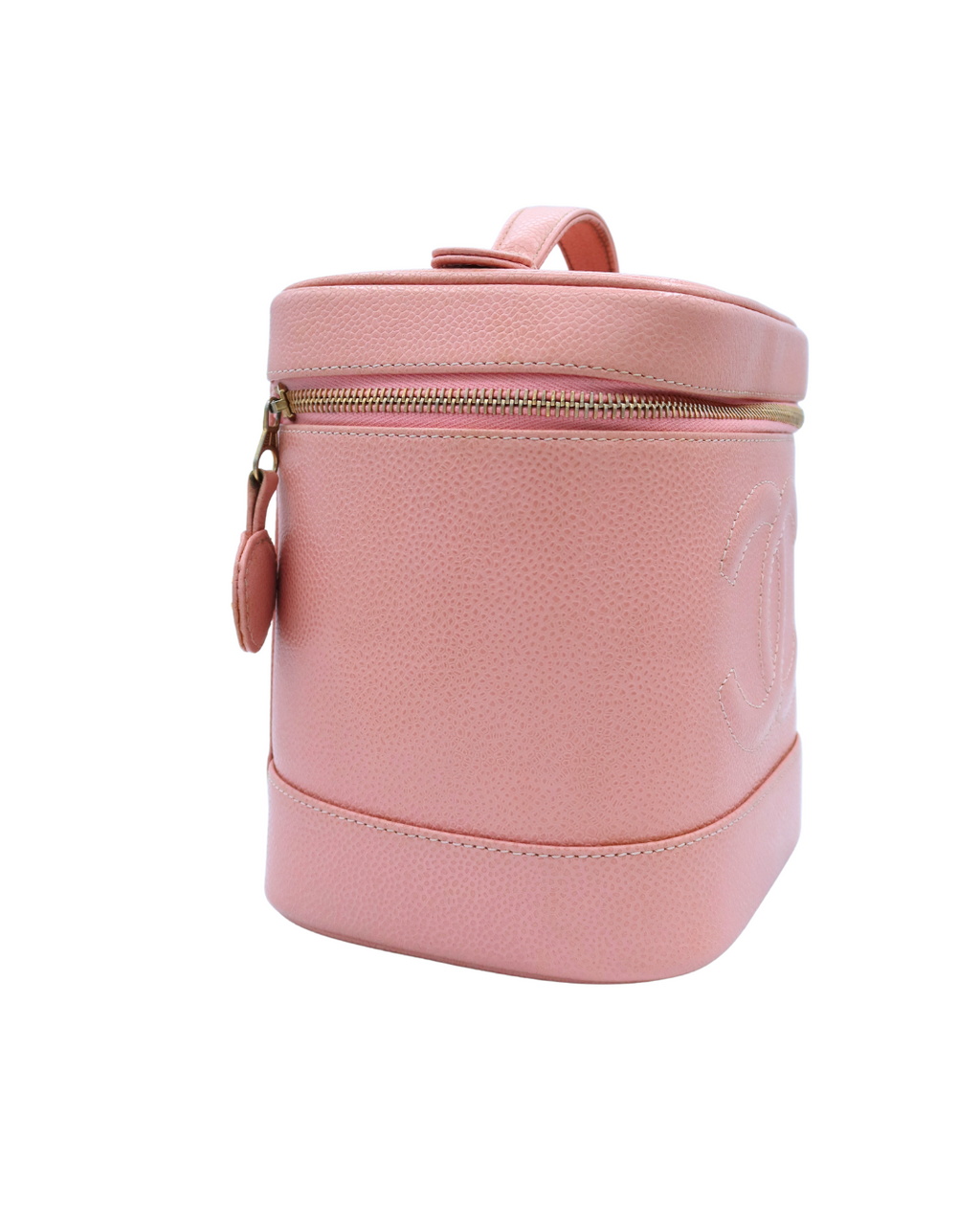Chanel Pink Leather CC Mark Logo Vanity Bag