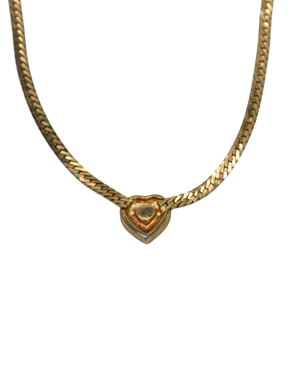 Christian Dior Vintage Rhinestone Heart Gold-Tone Necklace